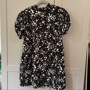 Who What Wear XL Black & White Linen Blend Dress, Short Sleeve with Pockets